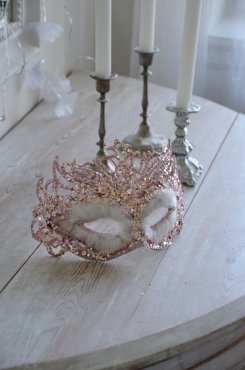 Mask, venetiansk stil, rosa
