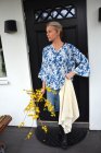 Blus blommig bl/vit, L/XL, Mix By Heart