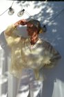 Blus med skimrande broderi, one size, Gemini