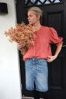 Blus, creppad, korall, one size
