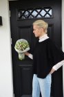 Poncho, stickad svart, one size