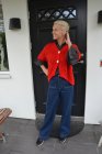 Kofta glesstickad, rd, one size