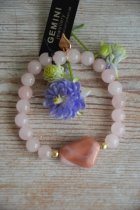 Armband, rosa stenar, Gemini