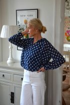 Blus prickig marinbl�, L/XL, Mix By Heart