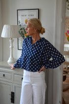 Blus prickig marinbl�, S/M, Mix By Heart