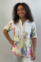 Blus Sandra vit m blomb�rd, one size, Mix By Heart