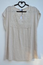 Bomullsblus med brodyr, beige, one size, Mix By Heart