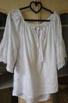 Blus brodyr, vit, L/XL, Mix By Heart