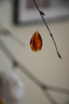 Droppe facettslipad, Amber, 22 mm