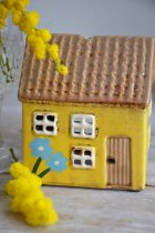 Hus Nyhavn mini gult m blomma, Ib Laursen