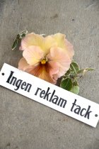 Emaljskylt Ingen reklam tack