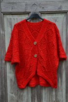 Kofta glesstickad, rd, one size