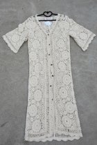 Virkad lngkofta, offwhite, one size, Gemini