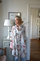 Lngskjorta, linne, blommig, one size