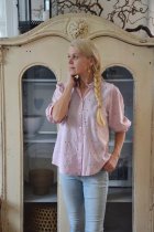 Blus med brodyr, rosa, S/M, Mix By Heart