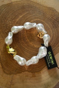 Armband vita prlor, 379-25, Gemini