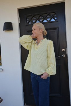 Blus gul rutig, one size, Gemini