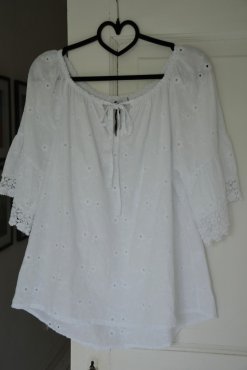 Blus brodyr, vit, S/M, Mix By Heart