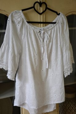 Blus brodyr, vit, S/M, Mix By Heart