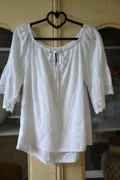 Blus brodyr, vit, S/M, Mix By Heart