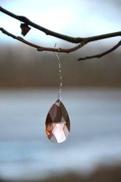 Droppe, Facettslipad, Dusty Pink, 28 mm