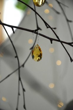 Droppe facettslipad, Yellow Topaz, 22 mm