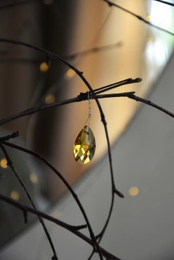 Droppe facettslipad, Yellow Topaz, 22 mm