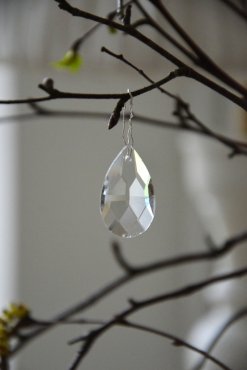 Droppe, Facettslipad, Clear, 28 mm