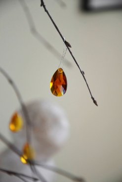 Droppe facettslipad, Amber, 22 mm