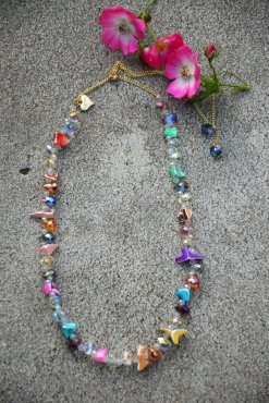 Halsband glasprlor, olika frger, Gemini