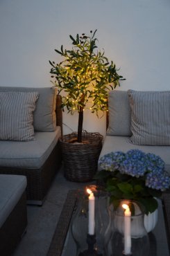 Dekorationstrd, "Oliv", utebelysning
