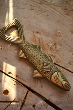 Kapsyl�ppnare Fisk antik m�ssing