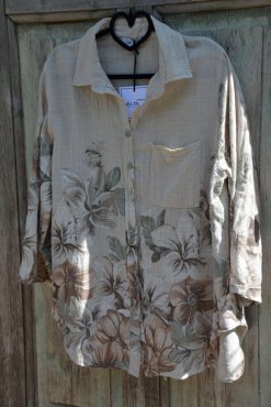 Blus Kelly beige m blommor, one size, Mix By Heart