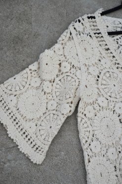 Virkad lngkofta, offwhite, one size, Gemini