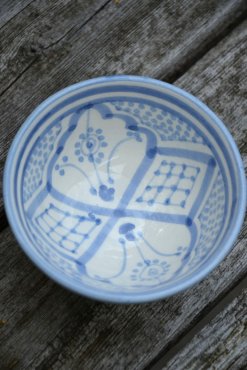 Marockansk skl ljusbl, traditionellt mnster, 10 cm