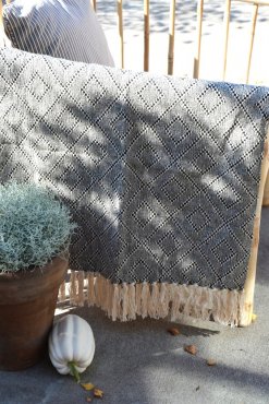 Filt, beige/svart