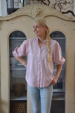 Blus med brodyr, rosa, L/XL, Mix By Heart