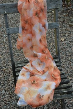 Sjal orange blommig, Mix By Heart