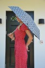 Paraply, kort, grå/vit, prick, Molly Marais